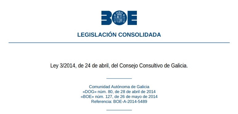 Test de la Ley 3/2014, de 24 de abril, del Consejo Consultivo de Galicia